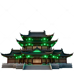 古风建筑模型夜景灯光设计