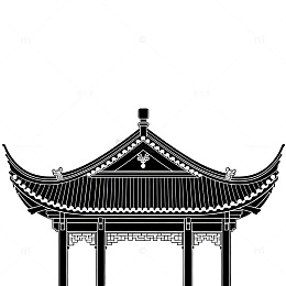 传统中式亭子剪影图案
