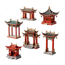 中式古建筑模型建筑摆件