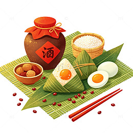 端午习俗美食插画免扣素材食物元素