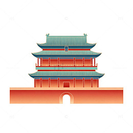古风建筑插画设计元素