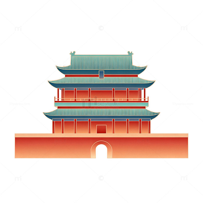 古风建筑插画设计元素