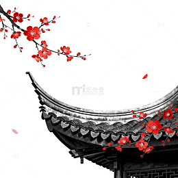 古风梅花屋檐艺术插画