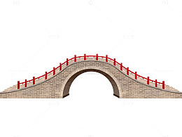 古风石桥矢量插画