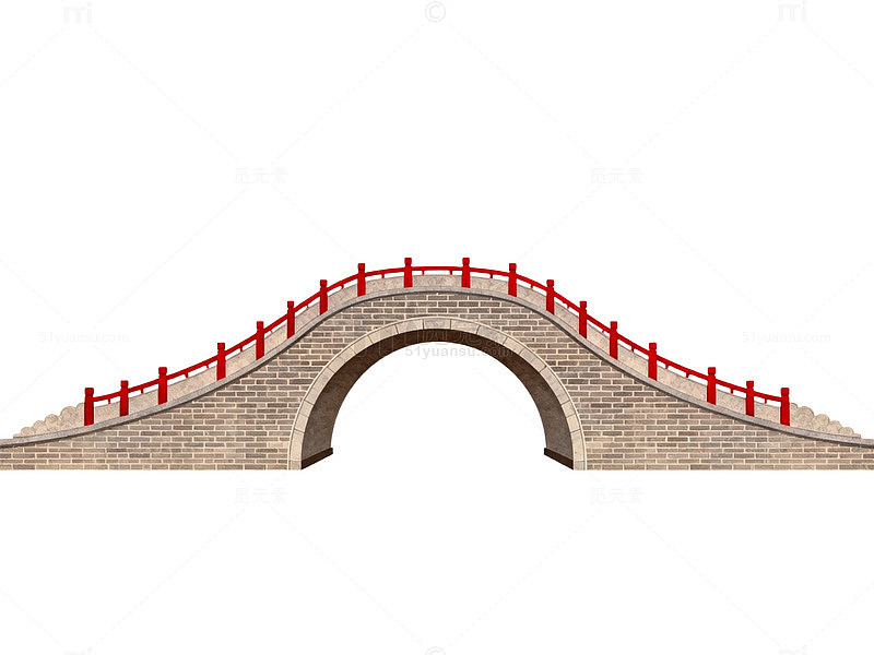 古风石桥矢量插画