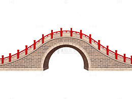 中国风格拱桥插画素材