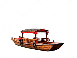 江南水乡古桥游船风景图