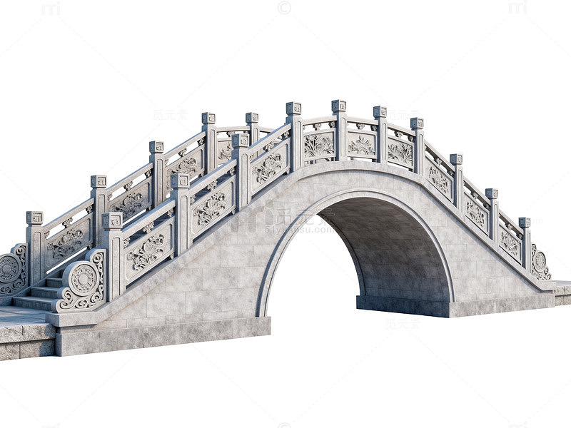 古风石桥建筑模型素材