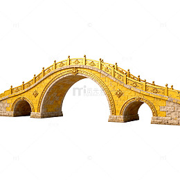 古典黄玉拱桥建筑模型