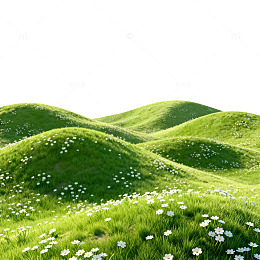 绿草如茵山丘风光