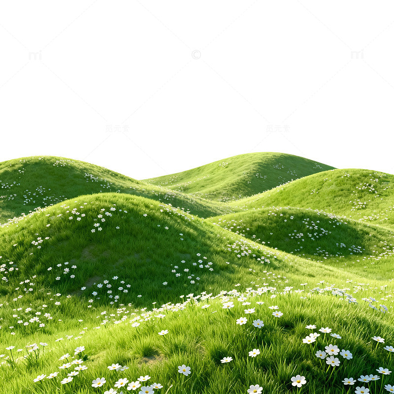 绿草如茵山丘风光