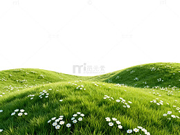清新绿草地自然风光插画