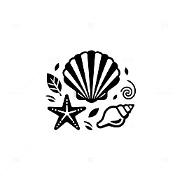 海洋风贝壳星鱼图案