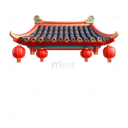 中式传统建筑屋檐灯笼图案