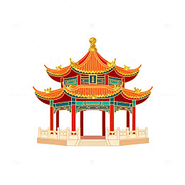 中国传统亭子插画设计素材