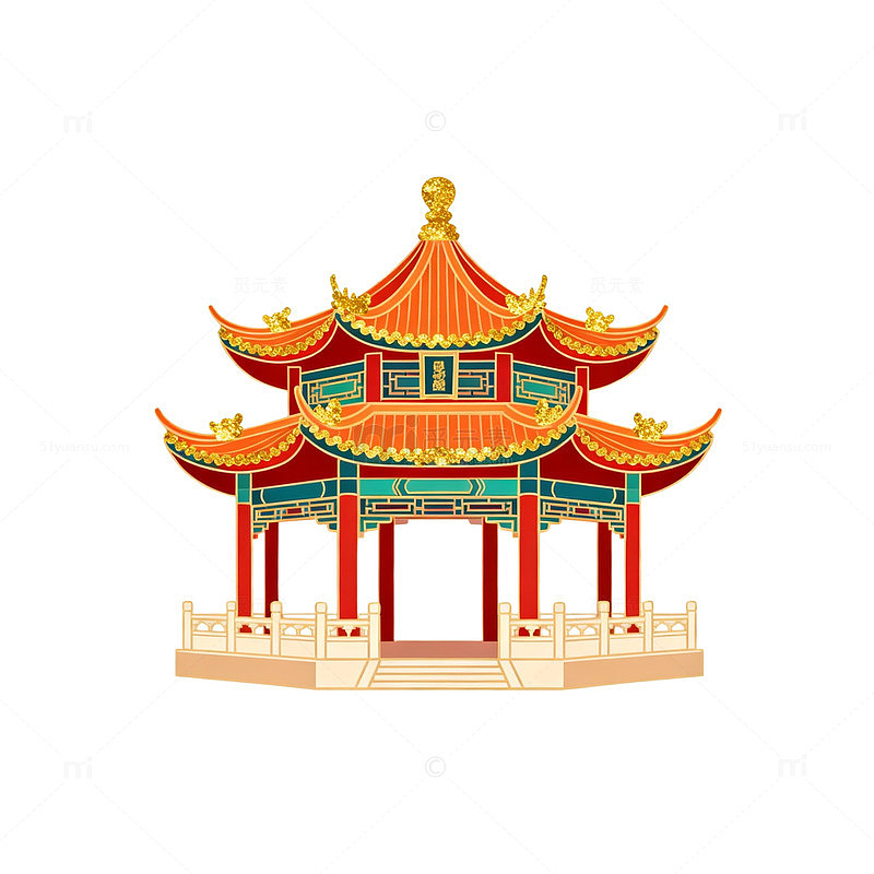 中国传统亭子插画设计素材