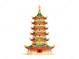 中国传统塔楼建筑矢量图