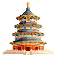 中国风古建筑天坛模型