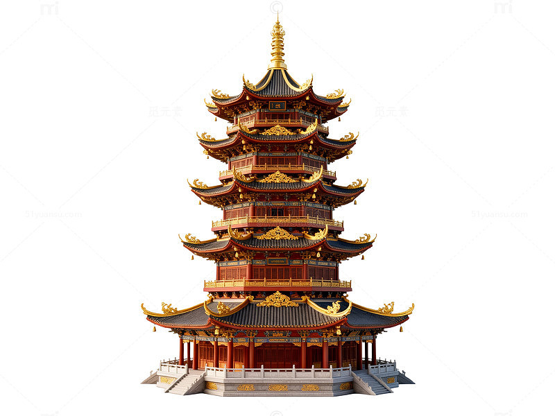 传统中式塔楼建筑模型