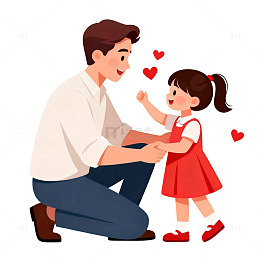 父女情深卡通插画设计素材