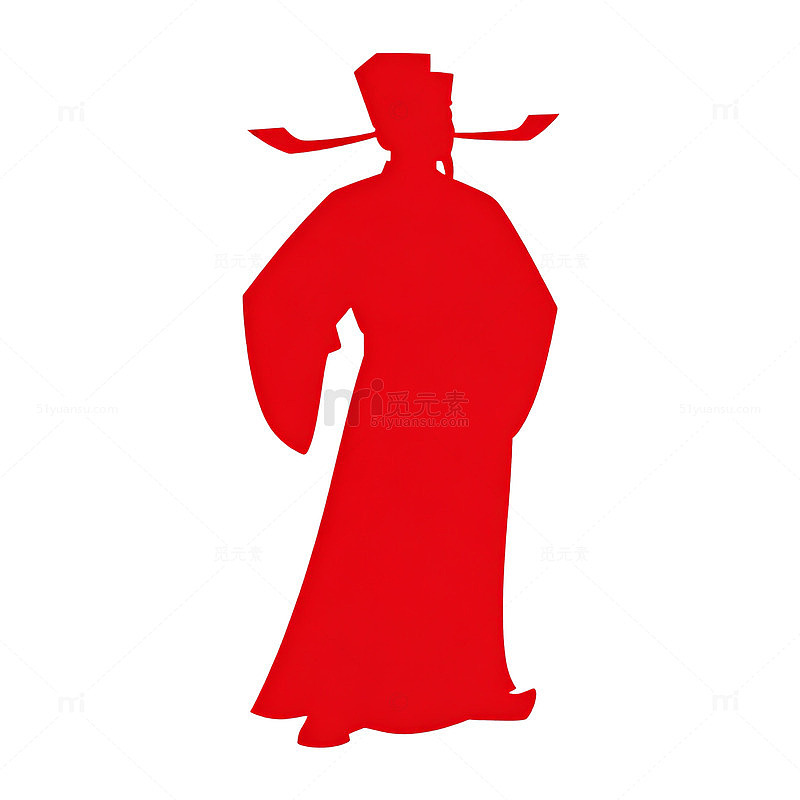 红色剪影传统服饰人物图案