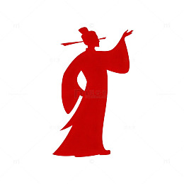 红色剪影古代人物图案