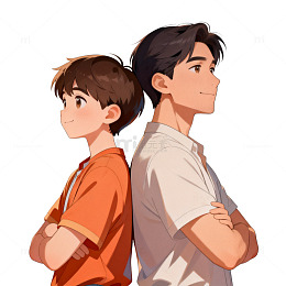 卡通人物背影插画设计素材