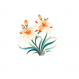 橙色背景花卉插画设计