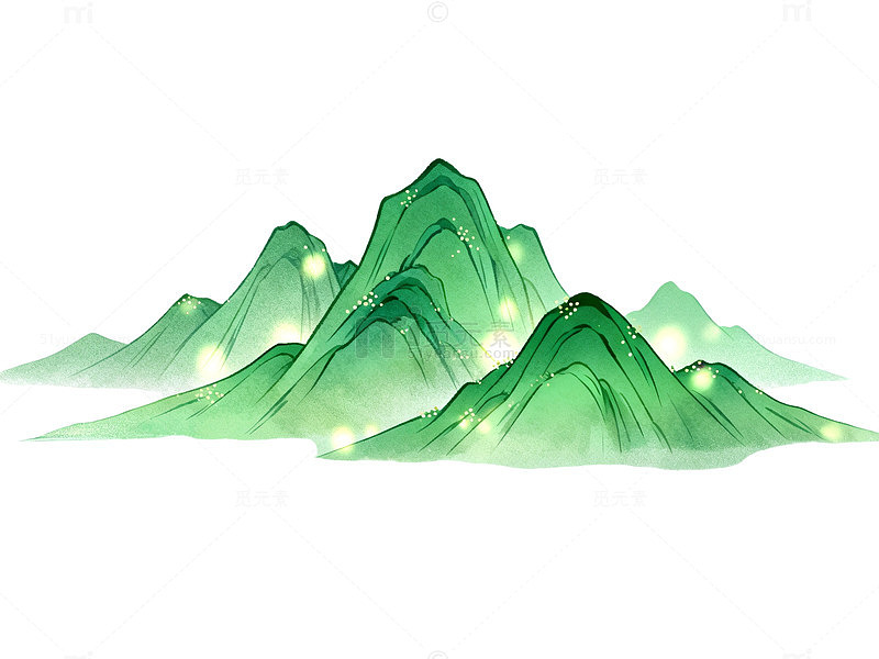 水墨山水画青山翠峰艺术插画