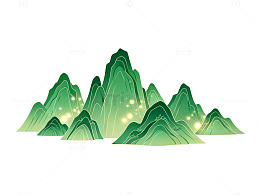 山水插画中国风绿色山峦图案