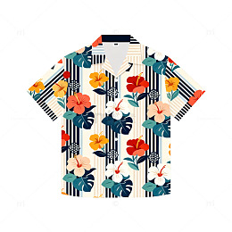 热带花卉短袖衬衫设计