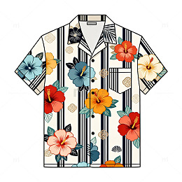 热带风情花卉衬衫设计图