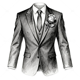 素描西装礼服插画设计素材