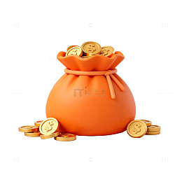 卡通金币袋财富象征