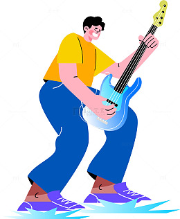 吉他演奏卡通插画