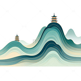 古风山水图案插画设计素材