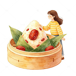 手绘卡通粽子插画设计素材