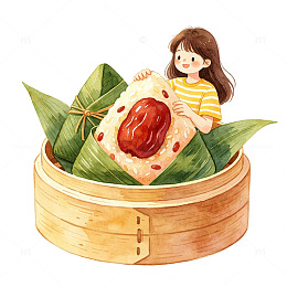 卡通风格粽子插画设计素材