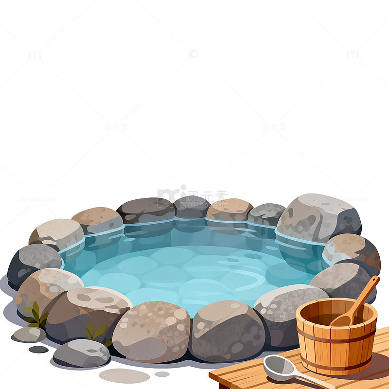 温泉浴场卡通插画