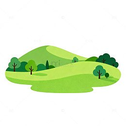 卡通风格丘陵景观矢量插画