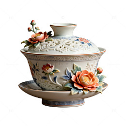 青花瓷盖碗茶具装饰图案