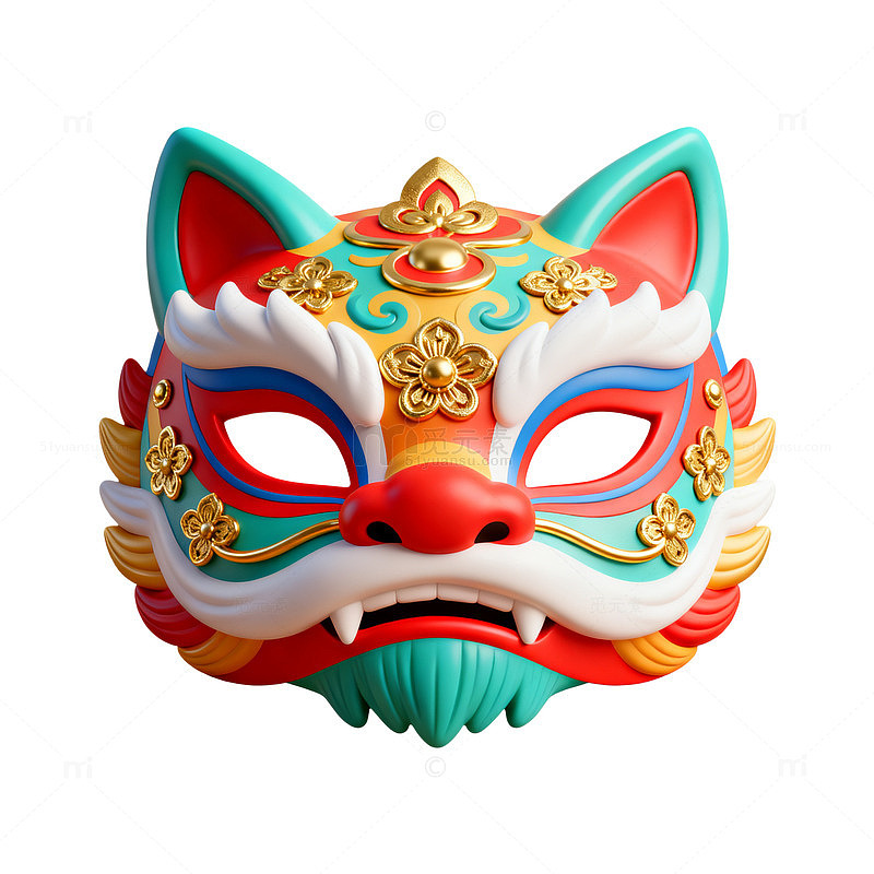 传统中国风彩绘猫面具
