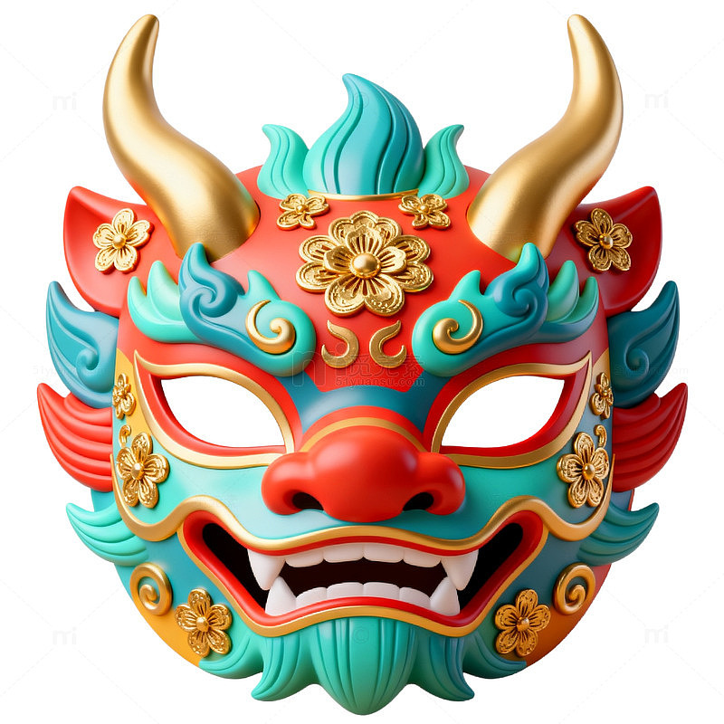 传统中国龙面具艺术图案