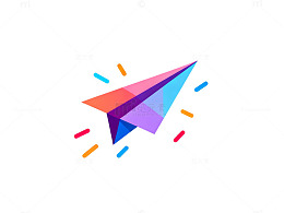 多彩纸飞机创意Logo设计
