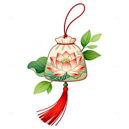 中国风莲花挂饰插画