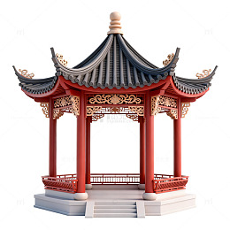 中国风情亭建筑模型