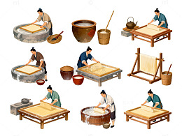 传统手工造纸技艺插画