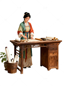 古代文人书法创作场景