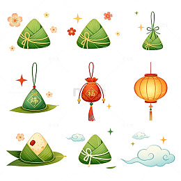 端午节日粽子灯笼装饰图案