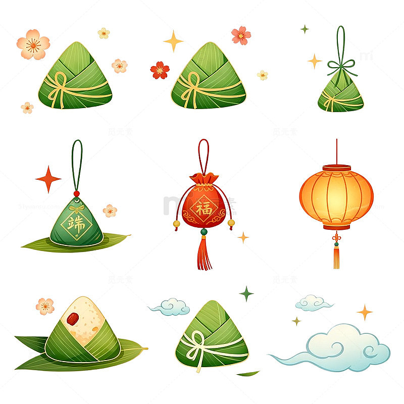 端午节日粽子灯笼装饰图案